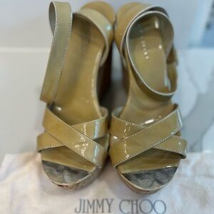 Jimmy Choo Cork Ankle Strap Wedge Sandals